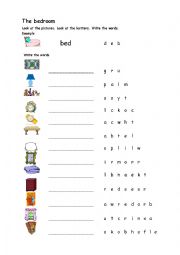 English Worksheet: The bedroom - Scramble worksheet