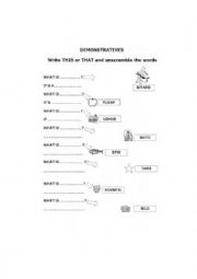 English Worksheet: demostratives