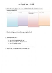 English Worksheet: An Olympic Song