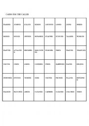 English Worksheet: REGULAR VERBS BINGO