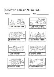 English Worksheet: MY ACTIVITIES No 126