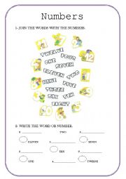 English Worksheet: NUMBERS 1-12