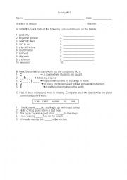 English Worksheet: Worksheets for Compound Nouns