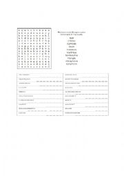 English Worksheet: Instruments