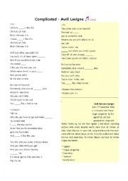 English Worksheet: Complicated - Avril Lavigne