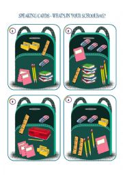 English Worksheet: speaking cards - Whats in your schoolbag?