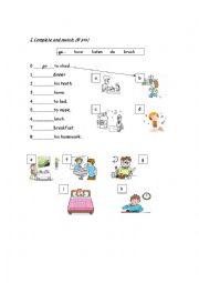 English Worksheet: daily routines worksheet for elementary students