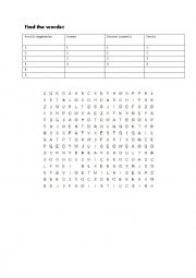 English Worksheet: Find the words - food word search 