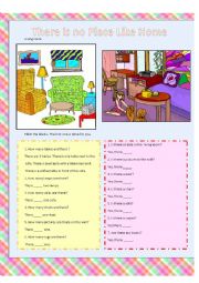 English Worksheet: My bedroom has many petty things--There is...there are... 