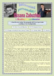 English Worksheet: Interesting Personality: Oksana Zabuzhko