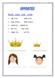 English Worksheet: OPPOSITES