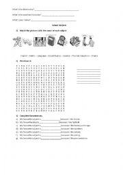 English Worksheet: School Subjects