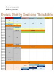 English Worksheet: An Au-pairs experience - The Family Timetable