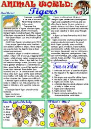 English Worksheet: Animal World: Tigers
