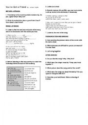 English Worksheet: Youve got a Friend by James Taylor