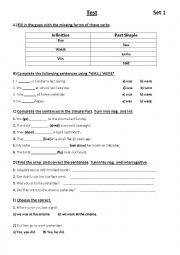 English Worksheet: past simple test