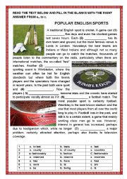 English Worksheet: POPULAR ENGLISH SPORTS