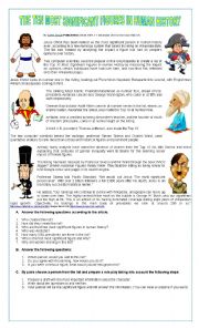 English Worksheet: THE TEN MOST SIGNIFICANT FIGURES IN HUMAN HISTORY