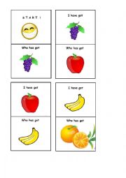 English Worksheet: HAVE GOT food game