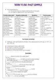 English worksheet: Simple Past of the verb to be 