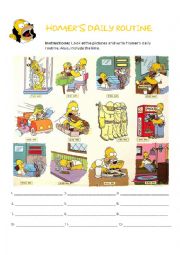English Worksheet: Homers Daily Routine 