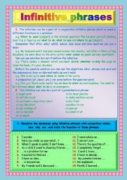 English Worksheet: Infinitive Phrases