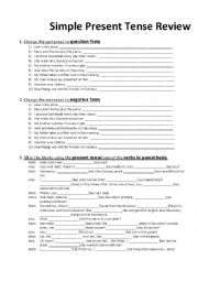 English Worksheet: Simple present tense exercises