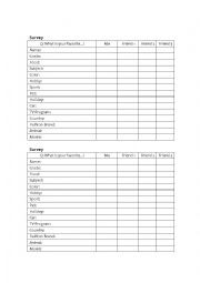 English Worksheet: ice breaking - survey game 