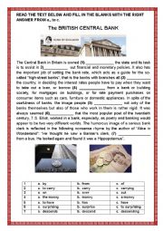 English Worksheet: THE BRITISH CENTRAL BANK