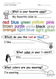 English Worksheet: Colors