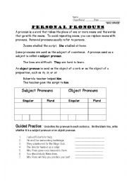 English Worksheet: Personal pronouns