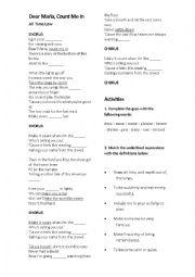 English Worksheet: All Time Low - Dear Maria, count me in