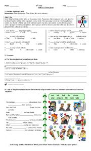 English Worksheet: Elementary test: Future plans (going to). Reading, grammar and writing.