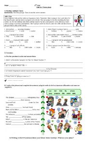 Elementary test: Future plans (going to). Reading, grammar and writing.