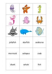 English Worksheet: in the sea memory game