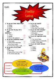 English Worksheet: healthy diet