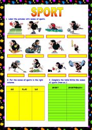 English Worksheet: go, play and do