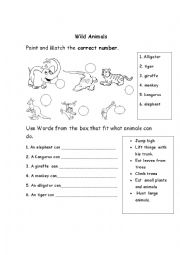 English Worksheet: wild animals