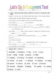 Exam Paper about countable/uncountable nouns, past tense, present perfect tense