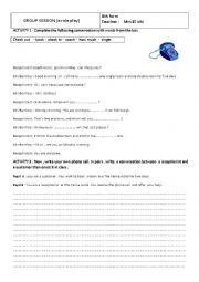 English Worksheet: booking a room