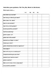 English Worksheet: Present Perfect Survey