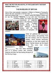 English Worksheet: THE MUSEUMS OF BRITAIN