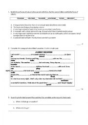 English Worksheet: forces of nature part 1