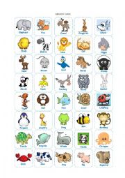 English Worksheet: Animals Memory Game