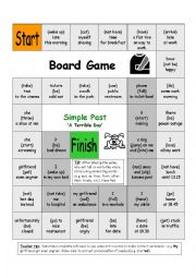 English Worksheet: past simple boad game