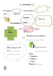 English Worksheet: All about me!