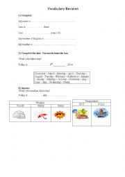 English Worksheet: Vocabulary Revision