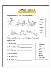 English Worksheet: Ocean animals