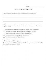 English Worksheet: Around the World in 3 minutes 