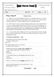 English Worksheet: 8th end term 3